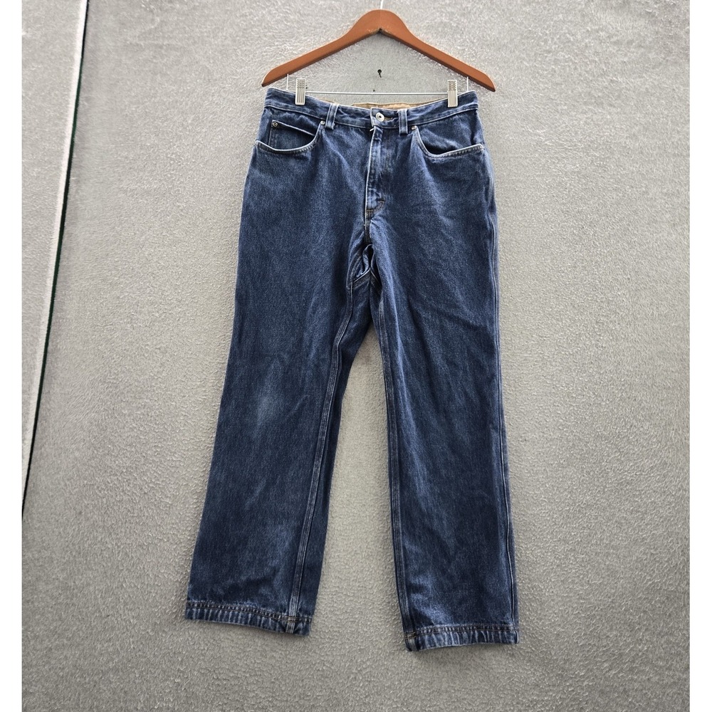 Duluth‎ Trading Co Men Jeans 32X28 Dark Blue Denim Straight Mid Rise 26" Inseam